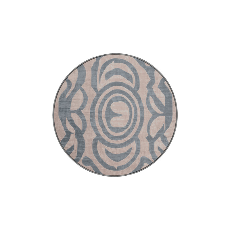 Machine Washable Gray Area Rug, Round 5'