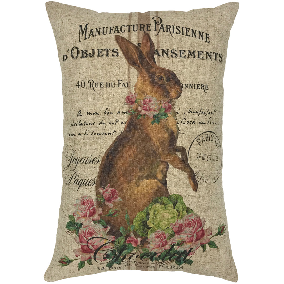  Rabbit Linen Lumbar Pillow TheWatsonShop