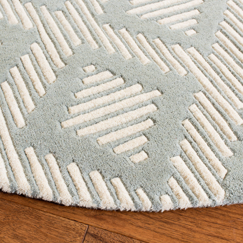 Hardouin Hand Tufted Wool Geometric Rug, Round 5'