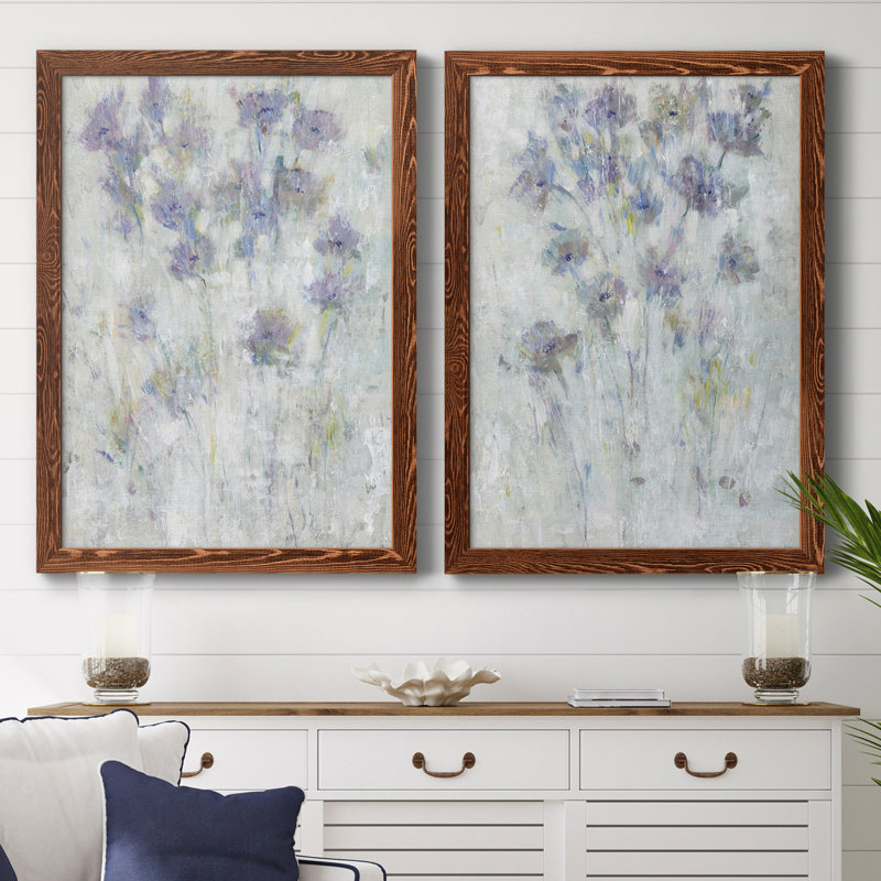 Lavande, Fresque florale I, toile encadrée de qualité supérieure - prête à être accrochée, H 43,5 po x l 31,5 po x P 1 po