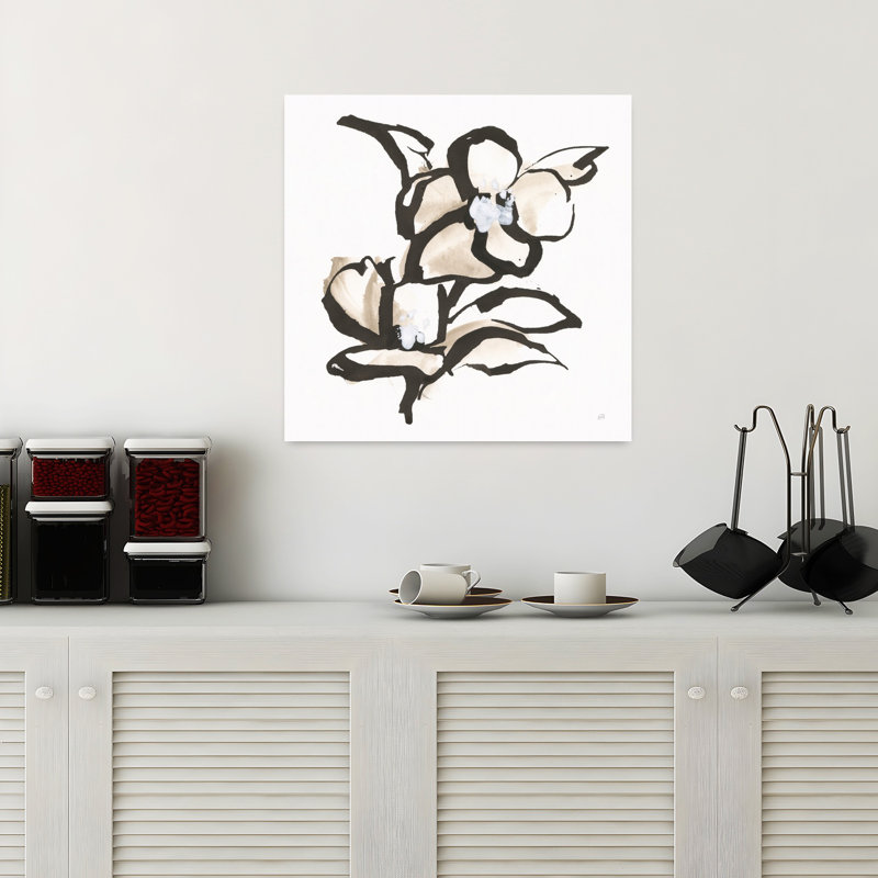 Art floral contemporain Bold Greige II, H 18 po x l 18 po