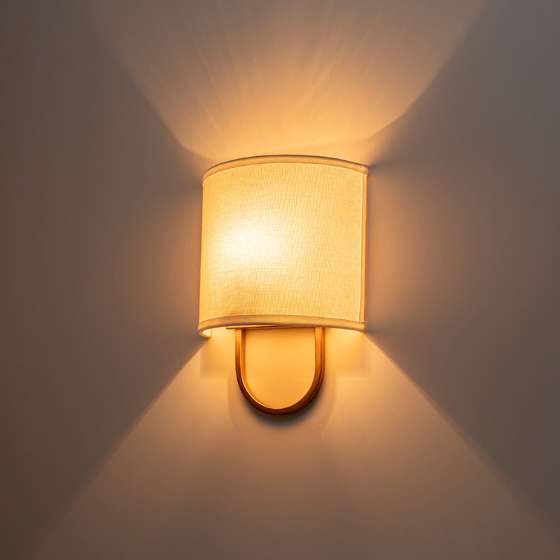 1-Light Coastal Style Fabric Wall Sconce, Gold