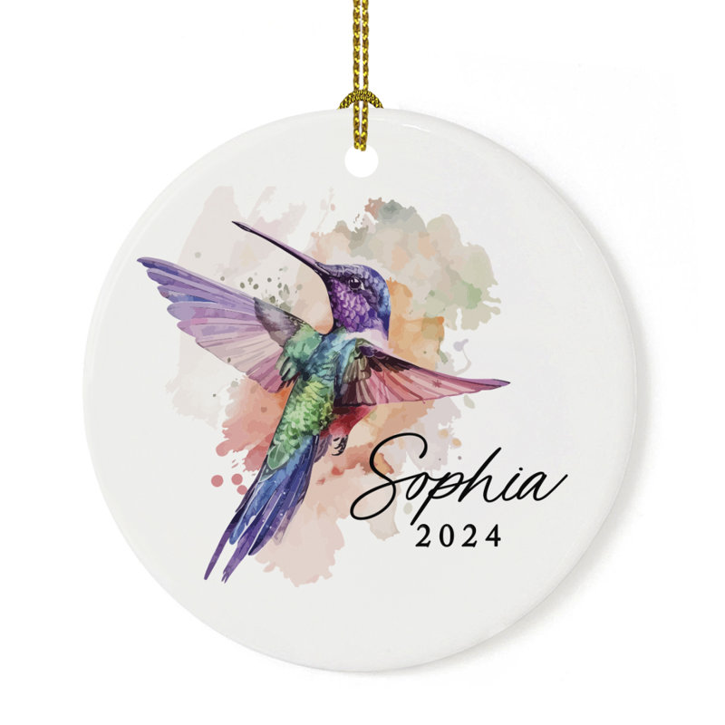 Décoration d'arbre de Noël personnalisée en forme de colibri en céramique, Oui
