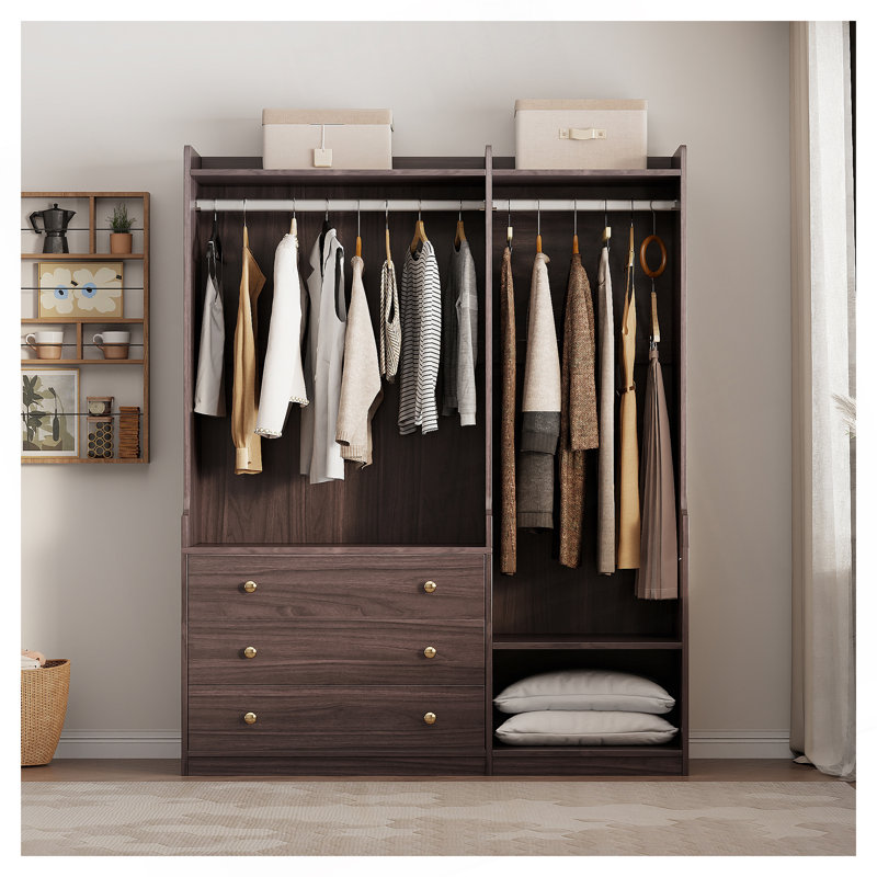 Rangement ouvert pour garde-robe en bois, Brun