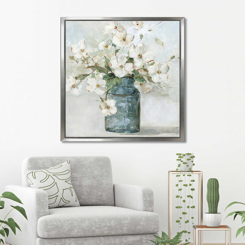 " Cottage Charmer I " by Sally Swatland Painting Print, Silver Floater Frame, 21.5" H x 21.5" W x 2" D
