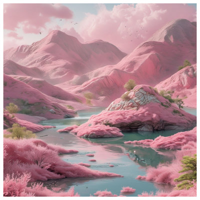 Couvertures paysage de montagne rose