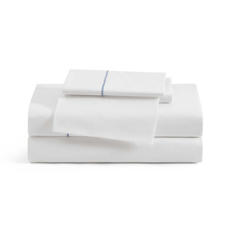 Ensemble de draps en coton percale Tommy Bahama, Ensemble de draps pour grand lit avec 2 taies d'or, Promenade bleue 