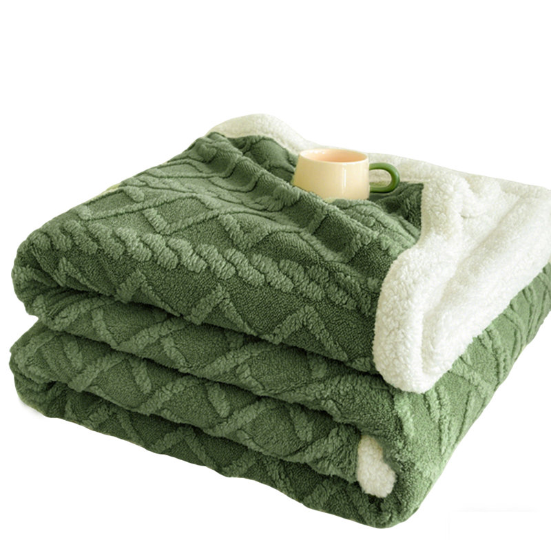 Couverture en molleton vert Sherpa, L 80 po x L 90 po, Vert