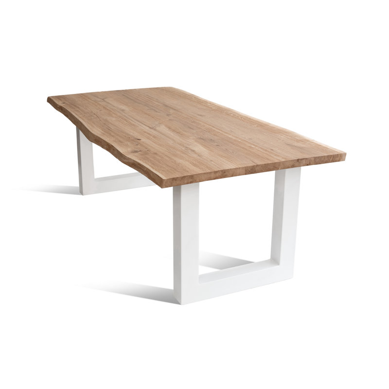 Oak Solid Wood Top Metal Base Dining Table