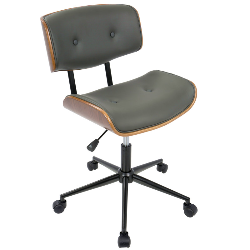 Mid-Century Modern Adjustable Office Chair With Swivel, Gray