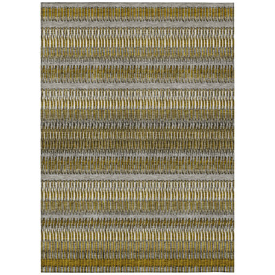 8' X 10' Coffee And Taupe Striped Washable Indoor Outdoor Area Rug