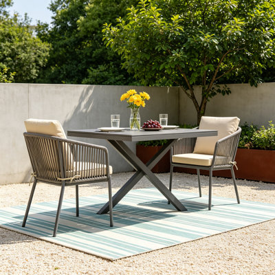 Coussin carré imperméable pour chaise d'extérieur 22×22×3 avec passepoil, ensemble de 2