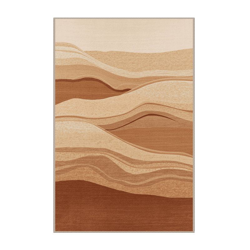Machine Washable Paizlei Grand Canyon Rustic Ombre Rug in Brown – Beige Binding, 2x5