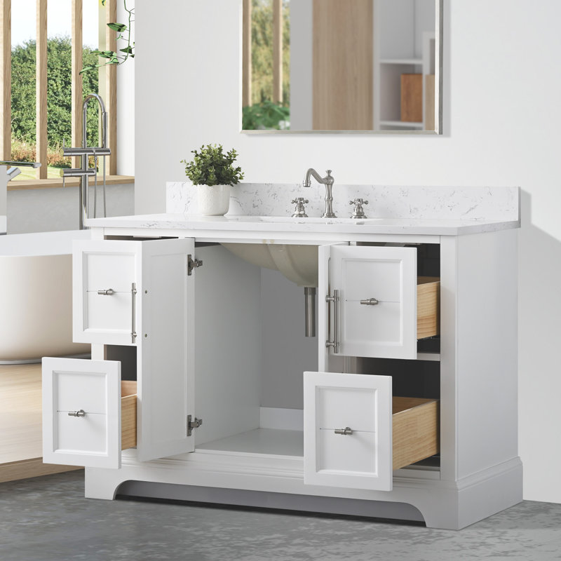  Ensemble de meuble-lavabo autoportant 48 po avec comptoir 48 po, Blanc