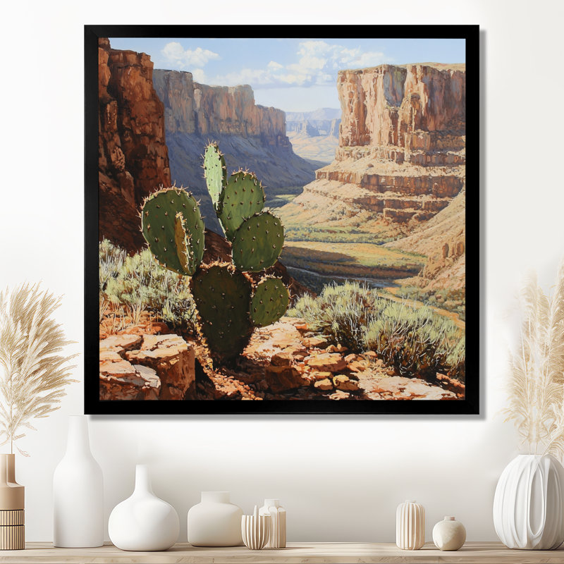 Cactus et le canyon en Arizona I - art mural sur toile cactus, H 16 po x l 16 po, Reproduction encadrée d'une seule photo