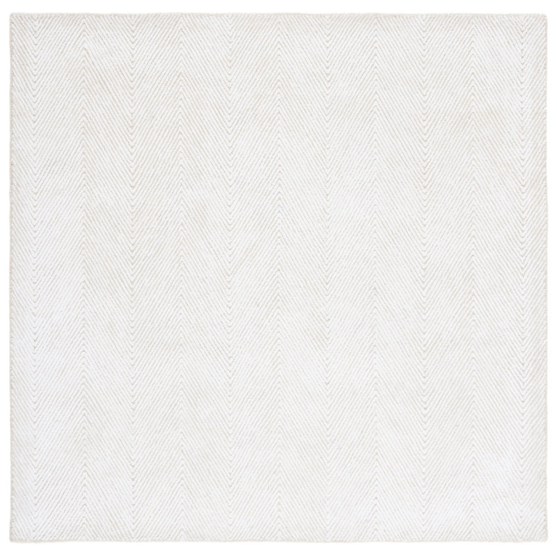 Tapis ivoire / beige en coton / laine touffeté à la main Keough, Carré 8 pi