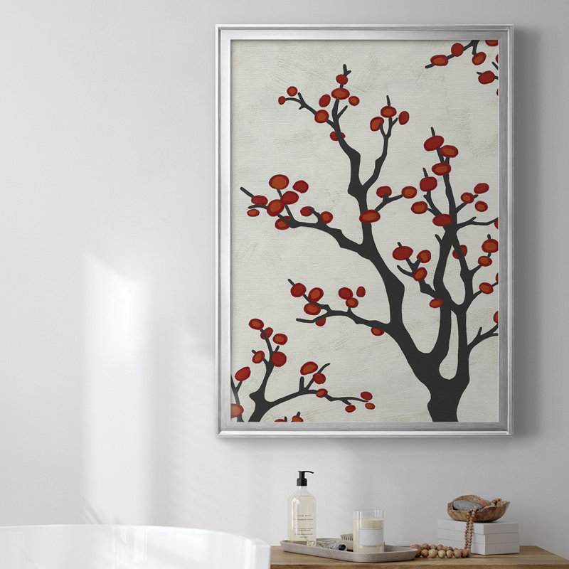 " Red Berry Branch II ", Silver, 36.5" H x 26.5" W