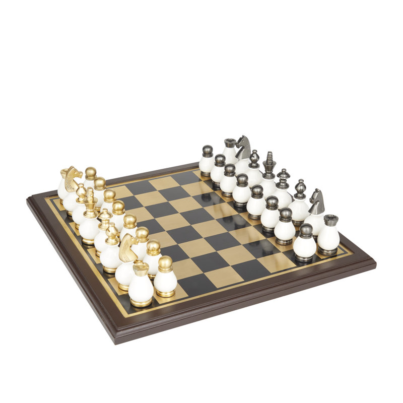 Ensemble de jeu en aluminium Neta, H 4,35 po x L 15,95 po x l 15,95 po, Or/blanc