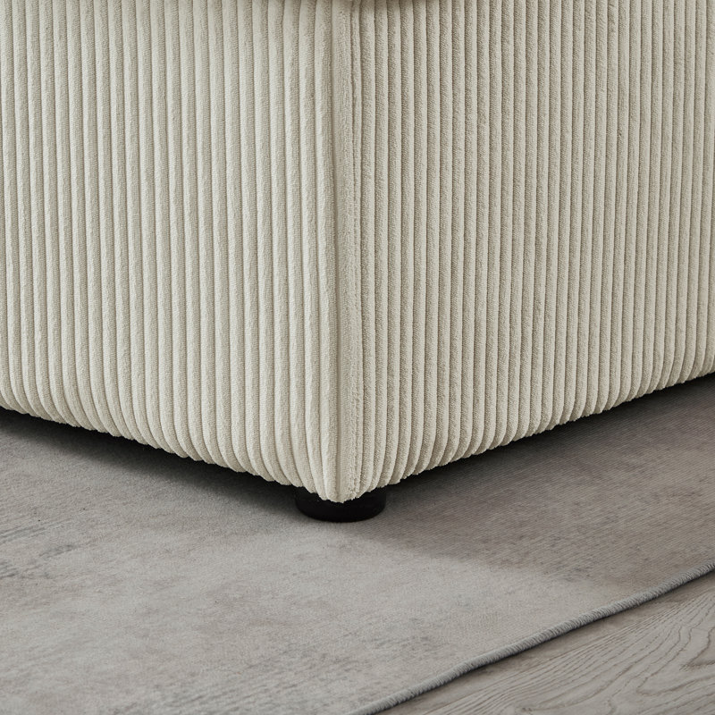 Canapé modulaire 3 pièces Jasimine, Velours côtelé beige