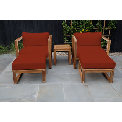 Ensemble de conversation en teck avec coussins Sunbrella