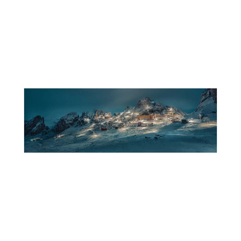 Zizhu Temple, Tibet by Qiye - Wrapped Canvas Panoramic Painting, 30.48 cm H x 91.44 cm W x 1.91 cm D