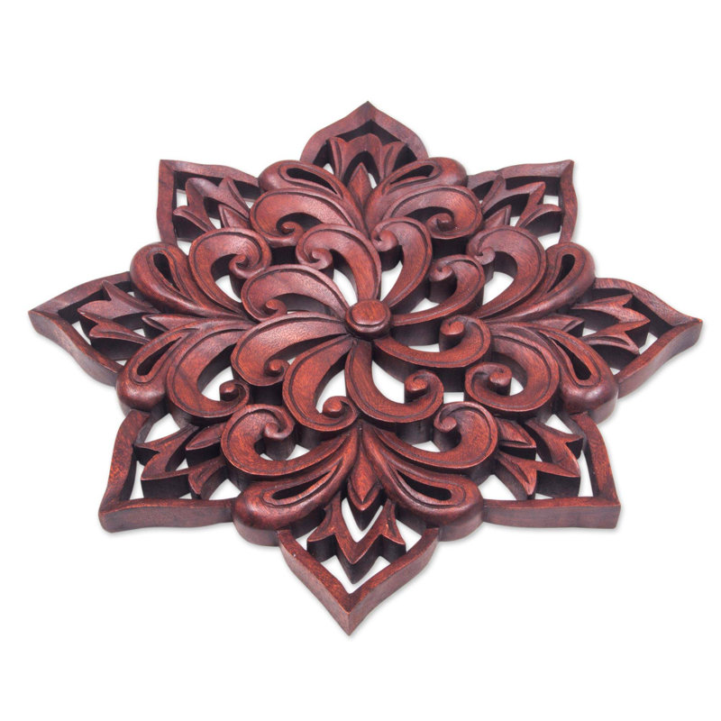 Décoration murale en bois floral en spirale balinais
