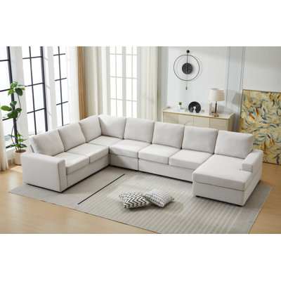 Grand ensemble de canapé modulaire en forme de L avec composants amovibles, revêtement confortable et jetés décoratifs pour les intérieurs contemporains