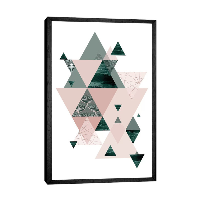 Evergreen Blush Geo II by Urban Epiphany - Print on Canvas, Black Framed, 101.6 cm H x 66.04 cm W