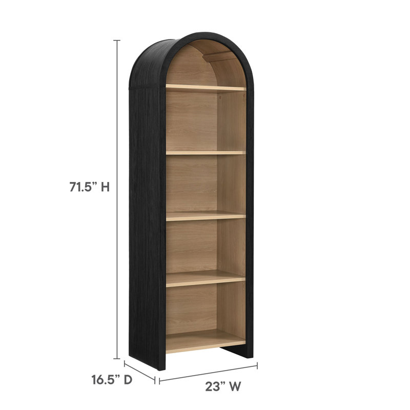 Evie Arched Narrow Black Bookcase Display Cabinet
