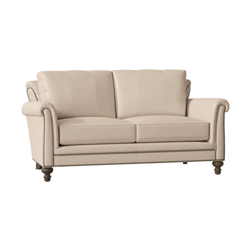 Richardson Loveseat, Gunmetal, Cobblestone, Aline Light Gray Stonewash Genuine Leather