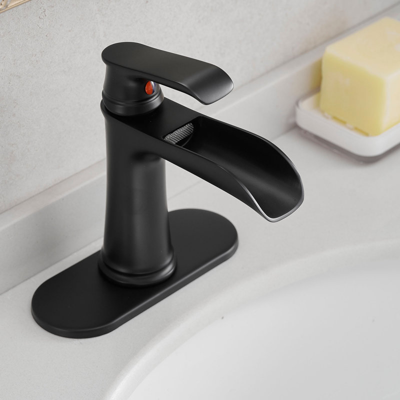 Waterfall Single-Hole Single-Handle Bathroom Faucet, Black