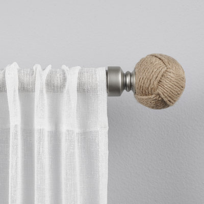 Tricia Exclusive Home Rope Knot 1" Curtain Rod and Coordinating Finial Set, Adjustable