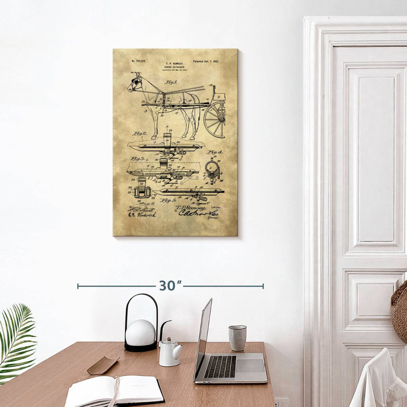 Horse Detacher Blueprint Industrial Farmhouse, H 30 po x l 20 po