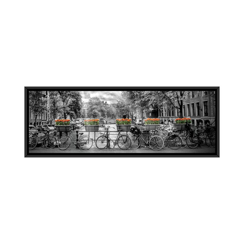 Impression d’art graphique panoramique, "Amsterdam Gentlemen’s canal" par Melanie Viola, H 20 po x l 60 po x P 1,5 po