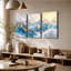 3 panneaux muraux Snow Mountain Peaks Above Clouds, impression sur toile tendue-1510024654