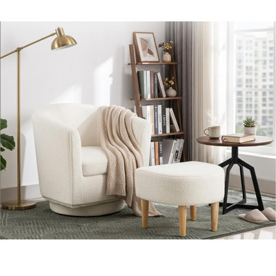 Fauteuil demi-tonneau pivotant avec repose-pieds Sharolynn