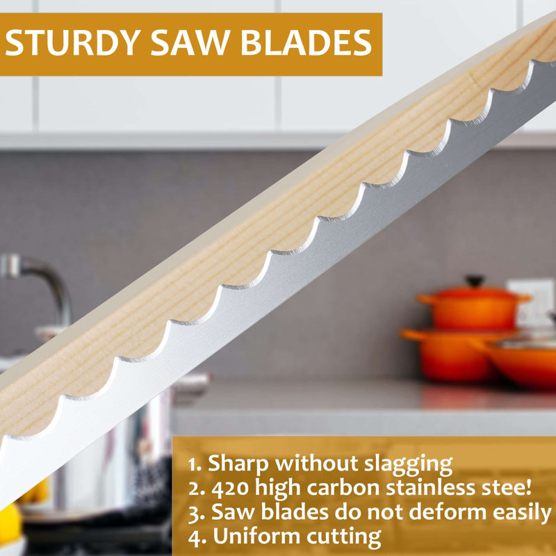 Bread Slicer for Homemade Bread,16" Wooden Sourdough Bread Knife with Bow Design