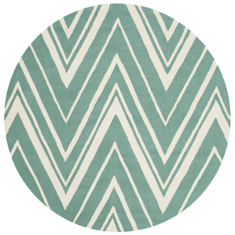 Sanyla Hand Tufted Wool Chevron Rug, Round 6'