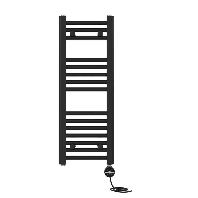 Delyth Straight Towel Rail Heated Towel Rails, Black, 80cm H x 30cm W x 3cm D