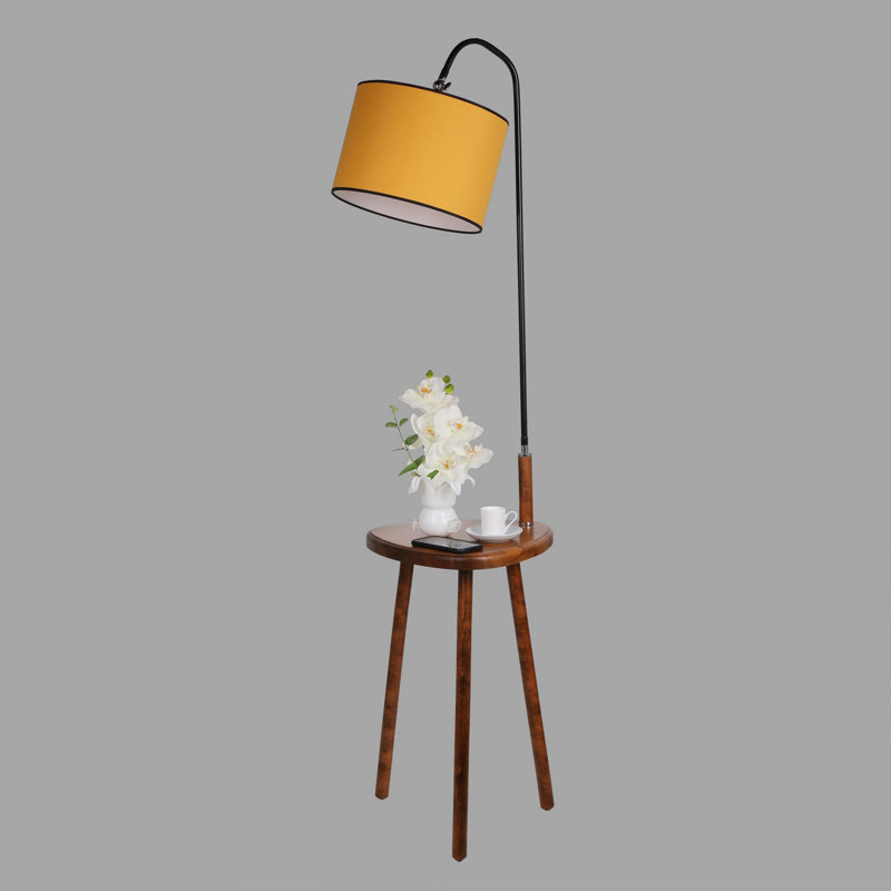 Torrent 160cm Tray Table Floor Lamp, Mustard, Black