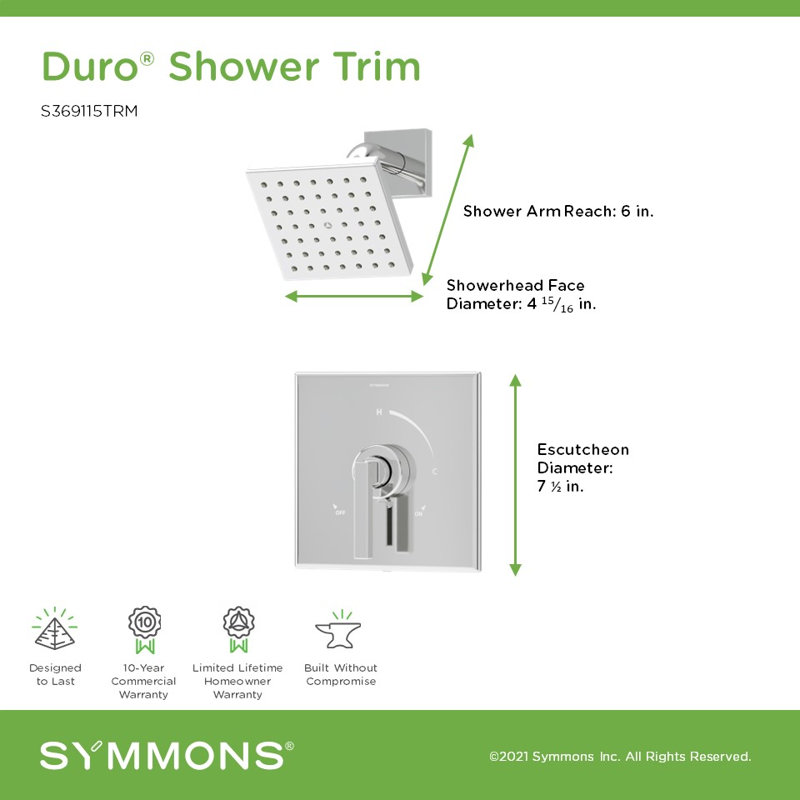 Duro HydroMersion Single Handle Volume Control Shower Faucet, Polished Chrome