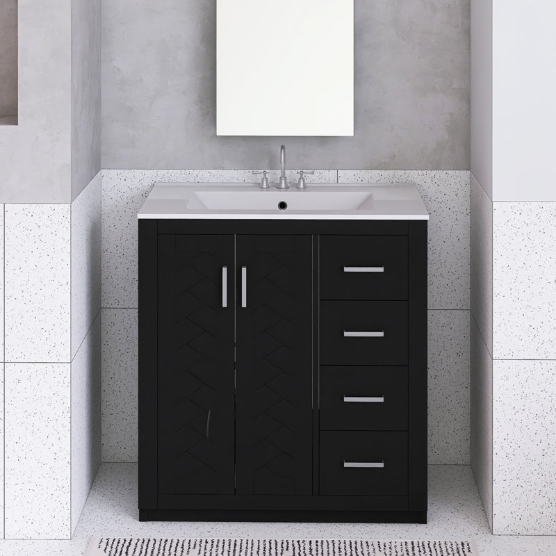 30'' Bathroom Vanity With Ceramic Sink Combo, Green