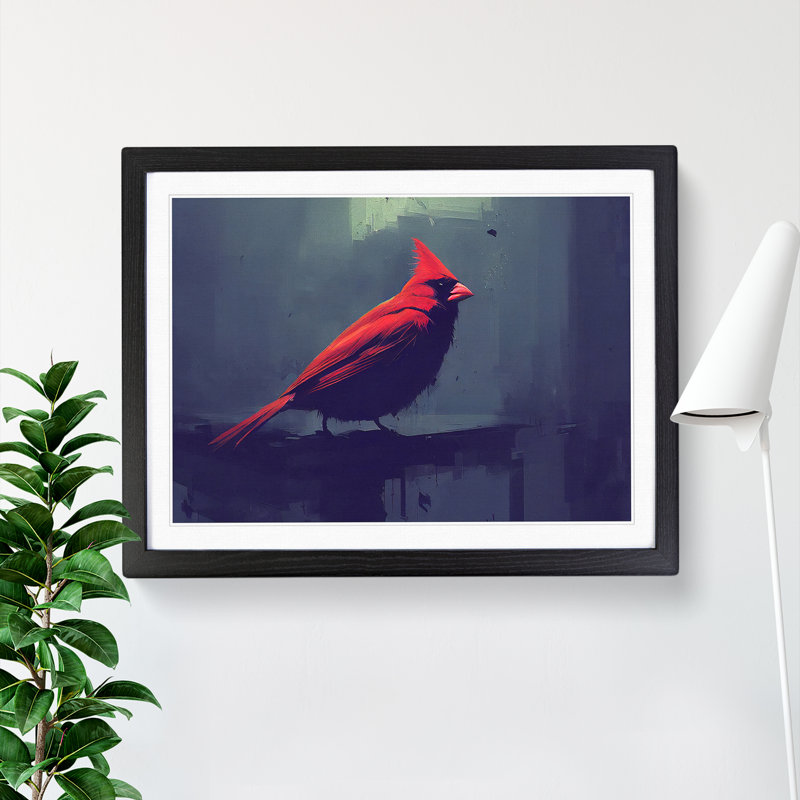 Cardinal Bird Vol.5 - Single Picture Frame Print, 25cm H x 34cm W x 2cm D, Black Framed