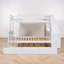 Lit superposé simple au dessus d'un lit double avec lit gigogne, bureau intégré, 3 tiroirs et tablette, moderne, chambre d'enfant-60362435