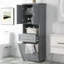 Armoire de salle de bain autoportante 70 po H avec panier à linge inclinable et système de rangement multiple-546676456