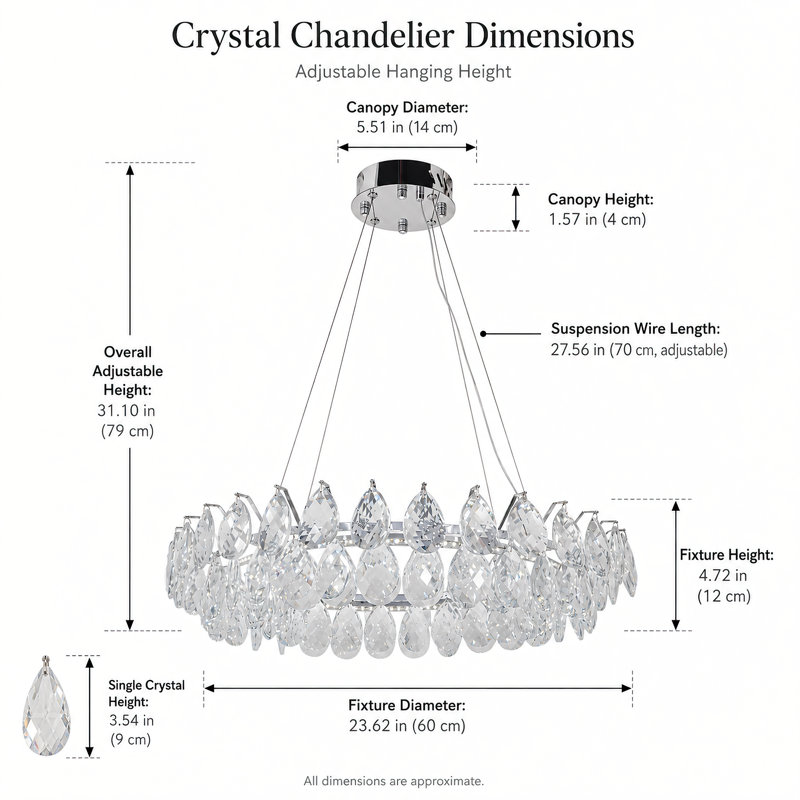 Led Dimmable Teardrop Crystal Chandelier