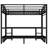 Queen Over Twin XL Metal Bunk Bed with Desk, Bookshelf, LED, USB, Foldable Sofa, Black