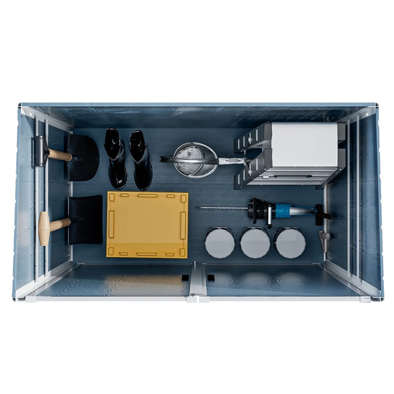 Armoire de rangement extérieure en résine imperméable 5X3ft avec portes verrouillables pour vélos et meubles de patio, Gris