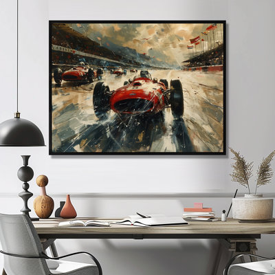 Rétro piste de course de voiture classique II - salon d'art mural