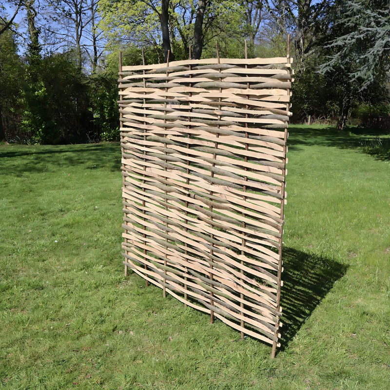 Aagna Contemporary Split Hazel Hurdle Fence Panel, 165cm H x 180cm W x 5cm D